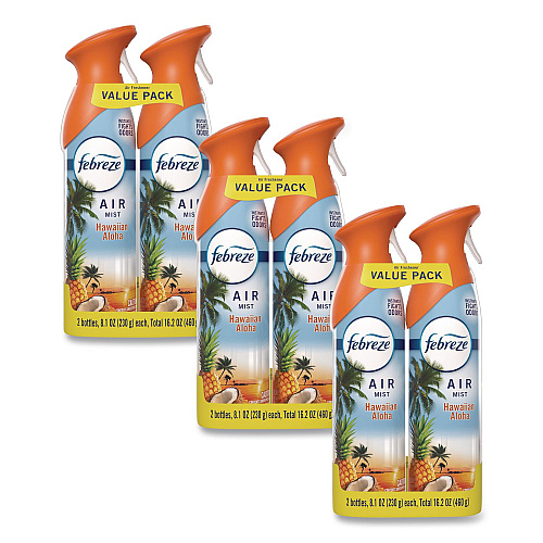 Febreze AIR, Hawaiian Aloha, 8.1 oz Aerosol Spray, 2/Pack, 3 Packs/Carton (21321)