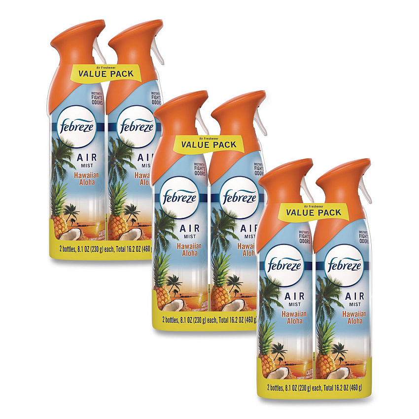 Febreze AIR, Hawaiian Aloha, 8.1 oz Aerosol Spray, 2/Pack, 3 Packs/Carton (21321)