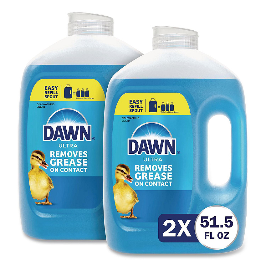 Dawn Ultra Dishwashing Liquid Refill Jug, Unscented, 51.5 oz Jug, 2/Carton (23262)