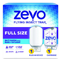Zevo Flying Insect Indoor Fly Trap, 1 Plug-In Base, 1 Refill Cartridge, 4/Carton (01790)