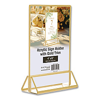 Excello Global Products Acrylic Sign Holder with Gold Trim, 4 x 6 Insert (SGNHGT4X6)