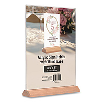 Excello Global Products Acrylic Sign Holder with Wood Base, 8.5 x 11 Insert (SGNHWB8511)