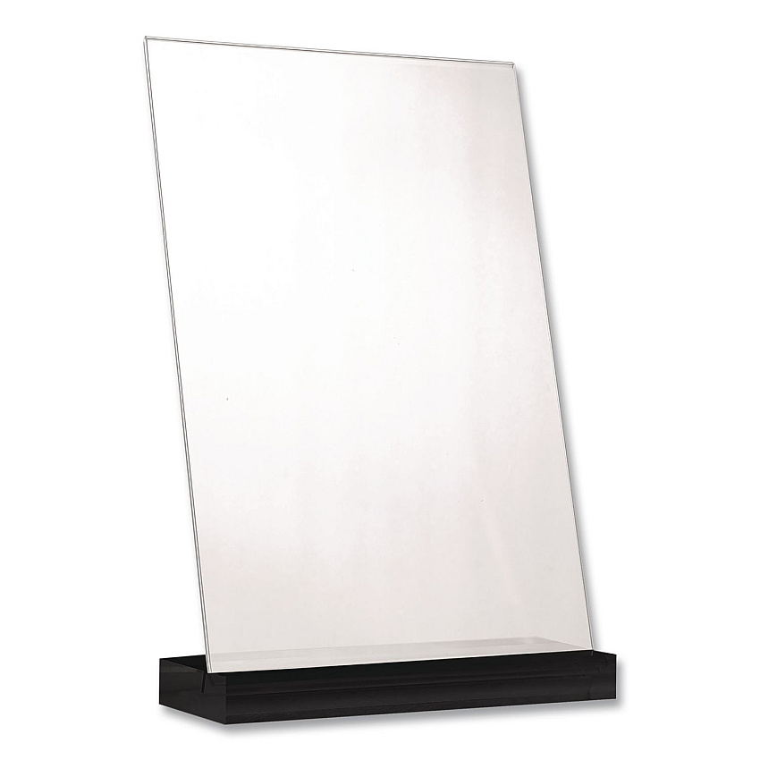 Global Printed Products Acrylic Sign Holder with Black Angled Base, 3.5 x 5 Insert (SGNHAB35X5BK)