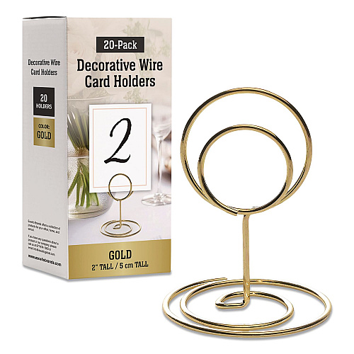 Global Printed Products Decorative Wire Card Holders, Gold Frame, 20/Pack (WRHLDRGLD)