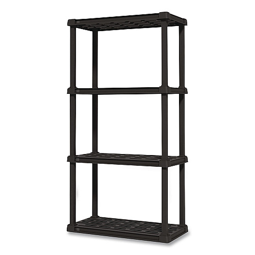 Iris Plastic Shelving Unit, 4 Shelves, 23.9 x 11.8 x 48.3, Black (140038)