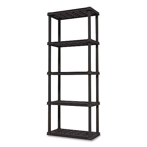Iris Plastic Shelving Unit, 5 Shelves, 63.9 x 11.8 x 23.9, Black (140039)