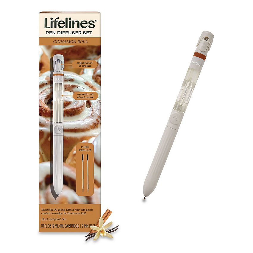 Lifelines Essential Oil Blends Pen Diffuser, Cinnamon Roll Scent, White (LL123122)