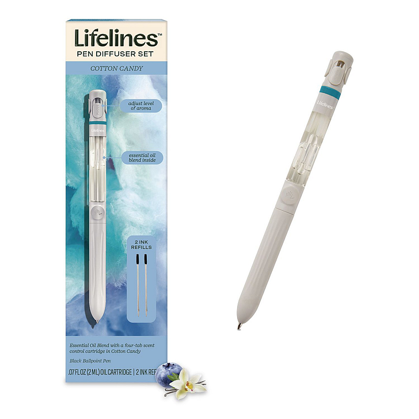Lifelines Essential Oil Blends Pen Diffuser, Cotton Candy Scent, White (LL123124)