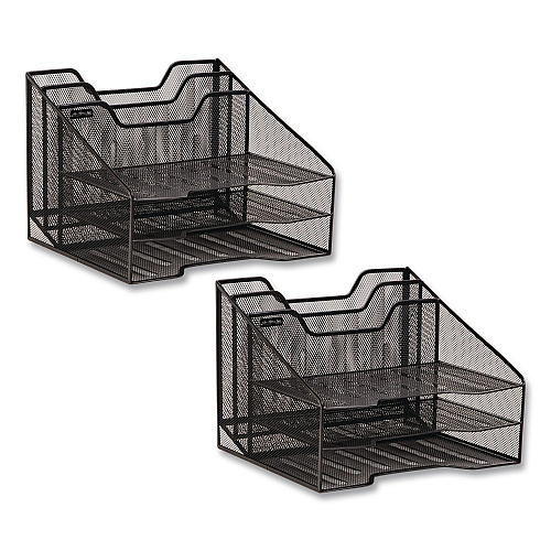 Mind Reader Metal Desk Organizer Letter Tray, 5 Sections, Letter Size, 11.5 x 12.5 x 9.5, Black, 2/Pack (2MESHBOX5BLK)