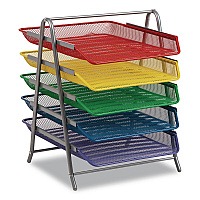 Mind Reader Tiered Metal Mesh Desk Tray Organizer, 5-Tier, Letter Size, 14 x 11.75 x 15, Assorted Color (5TPAPERASST)