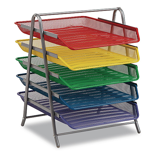 Mind Reader Tiered Metal Mesh Desk Tray Organizer, 5-Tier, Letter Size, 14 x 11.75 x 15, Assorted Color (5TPAPERASST)