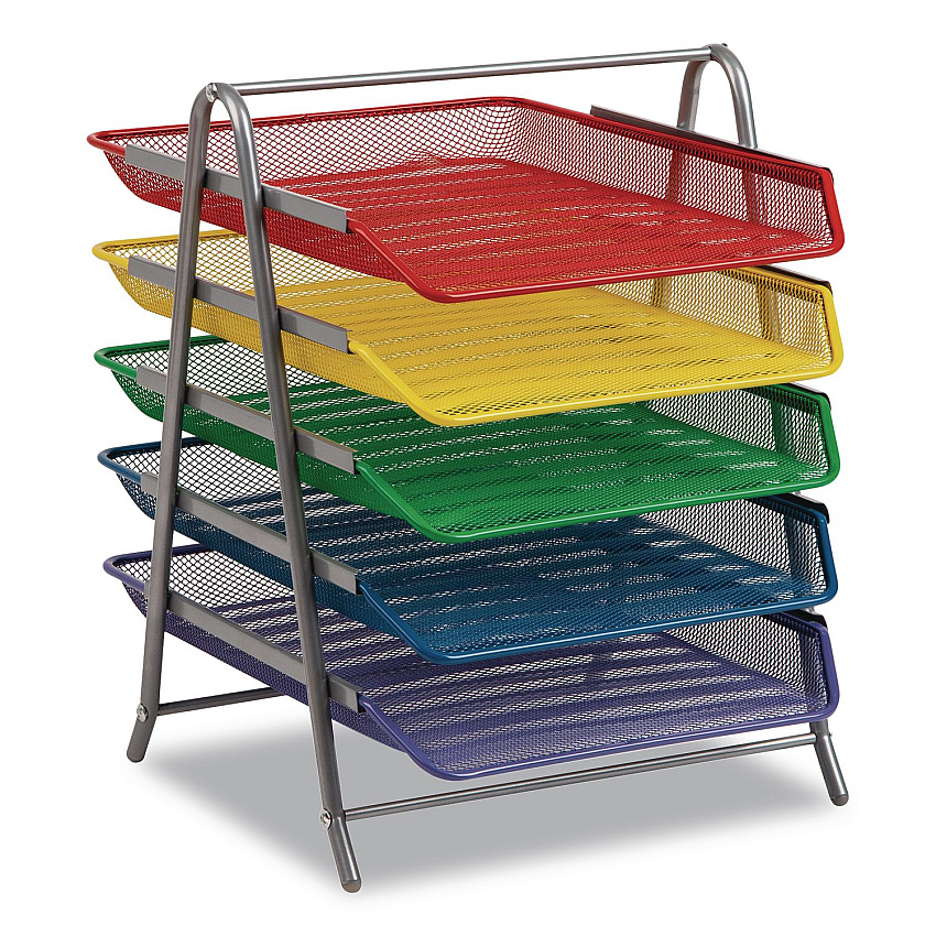 Mind Reader Tiered Metal Mesh Desk Tray Organizer, 5-Tier, Letter Size, 14 x 11.75 x 15, Assorted Color (5TPAPERASST)