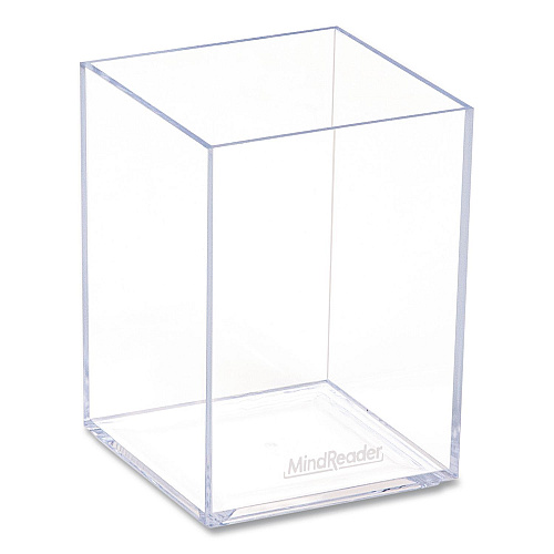 Mind Reader Plastic Pen Cup Holder, 2.5" x 2.5" x 4", Clear (ACPENCLR)