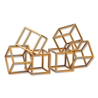 Mind Reader Geometric Cube Metal Bookends, Nonskid Base, 4.25 x 6 x 6, Iron, Gold (BLOCKS2GLD)