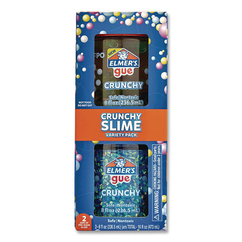 Elmer's Gue Premade Crunchy Slime, Assorted Colors, 2/Pack (2223183)