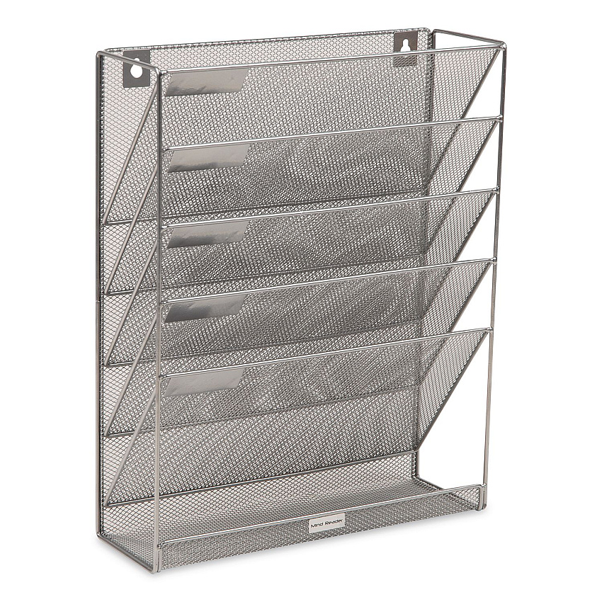 Mind Reader 5-Pocket Metal Mesh Mountable Wall File, 5 Sections, Letter Size, 12.75 x 4 x 16, Silver (MAGSTACKSIL)