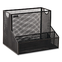 Mind Reader 4-Compartment Desk Organizer, 12.15 x 9.5 x 9.5, Black, Metal Mesh (DEEPORGBLK)