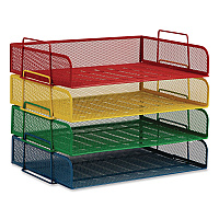 Mind Reader Metal Mesh Stackable Letter Tray, 4 Sections, Letter Size, 13.25 x 9.75 x 11.25, Assorted (DSTACK4ASST)