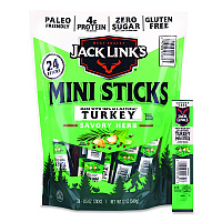 Jack Links Savory Herb Mini Turkey Stick, 0.5 oz Stick, 24/Pack (22002905)