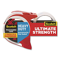 Scotch 3850 Heavy-Duty Packaging Tape with Dispenser, 3" Core, 1.88" x 54.6 yd, Clear, 2 Rolls/Pack (3850S21RD3GC)