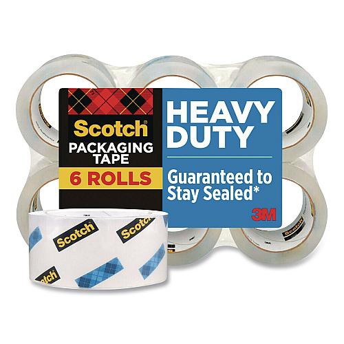 Scotch 3850 Heavy-Duty Packaging Tape, 3" Core, 1.88" x 43.7 yds, Clear, 6/Pack (3850406)