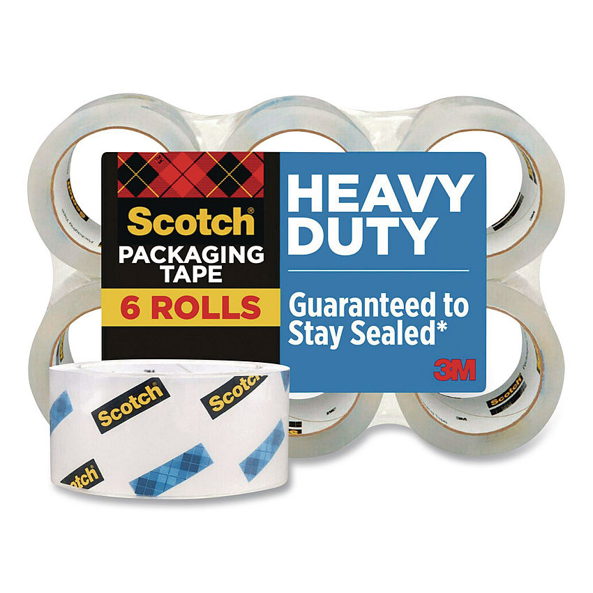 Scotch 3850 Heavy-Duty Packaging Tape, 3" Core, 1.88" x 43.7 yds, Clear, 6/Pack (3850406)