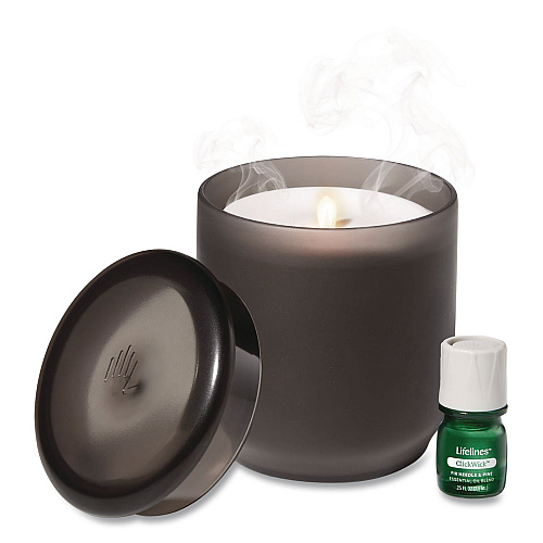 Lifelines Aromatherapy Essential Oil Flameless Candle Diffuser, Fir Needle and Pine Scent Essential Oil, 5 x 5 x 5, Frosted Glass (111612)