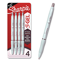 Sharpie S-Gel Gel Pen, Retractable, Medium 0.7 mm, Black Ink, White Barrel, 4/Pack (2220962)