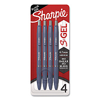 Sharpie S-Gel Gel Pen, Retractable, Medium 0.7 mm, Black Ink, Gray Barrel, 4/Pack (2220964)