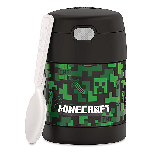 Thermos FUNTainer Minecraft Two-Compartment Food Jar, 10 oz, Black/Multicolor (F3102MI6)