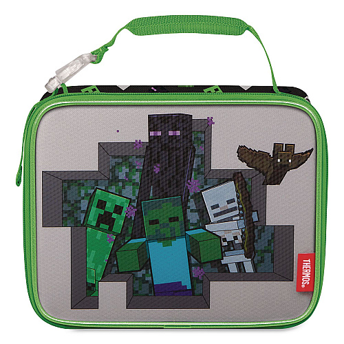 Thermos Minecraft Insulated Soft Lunch Bag, 9.5 x 3.75 x 7.5, Black/Green/Multicolor (K225055006ST)
