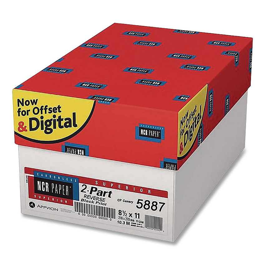 NCR Paper Superior Carbonless Paper, 2-Part, 8.5 x 11, Canary/White, 250 Sets/Ream, 10 Reams/Carton (5887NCASE)