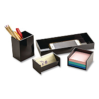 Officemate 4-Piece Desktop Supplies Organizer Set, Black, Plastic (21532B)