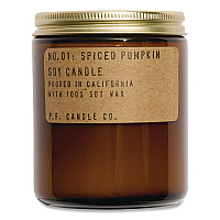 P.F. Candle Co. Soy Jar Candle, Spiced Pumpkin, 50 Hours Burn Time, 7.2 oz, Amber (SC1)