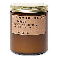 P.F. Candle Co. Soy Jar Candle, Teakwood and Tobacco, 50 Hour Burn Time, 7.2 oz, Amber (SC4)