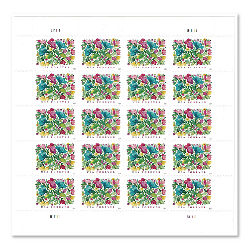 United States Postal Service 1 oz First-Class Forever Stamps, Celebration Blooms, 20 Stamps (FORCELBLOOM2)
