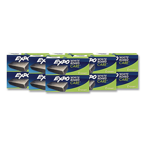 EXPO White Board CARE Dry Erase Eraser, 5.13 x 2.25 x 1.25, Charcoal, 12/Carton (81505CT)