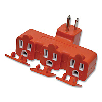 GoGreen Power 3-Outlet Tri Tap Adapter with Covers, Orange (GG03431OR)