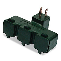 GoGreen Power 3-Outlet Tri Tap Adapter with Covers, 3 Outlets, Green (GG03431GN)