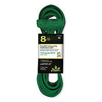 GoGreen Power 3-Outlet Outdoor Extension Cord with Lighted End, 13 A, 8 ft, 13, Green (GG15008GN)