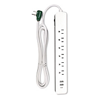 GoGreen Power 6 Outlet Surge Protector with USB, 6 AC Outlets/3 USB Ports, 6 ft Cord, 450 J, White (GG1662USBC)