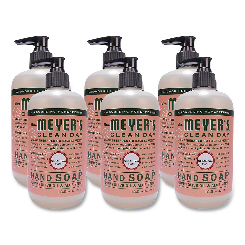 Mrs. Meyer's Clean Day Liquid Hand Soap, Geranium Scent, 12.5 oz, 6/Carton (391525)