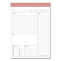 Blue Sky Bespoke Letterpress Daily Desk Notes Planner Pad, 7 x 9, Camellia Pink Headband, Undated (155580)