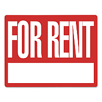 COSCO For Rent Sign Kit, 19 x 15, Red/White (098538)