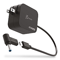 j5create GaN 67 W USB-C Mini Charger with 4.5 mm Converter, Black (JUP1565)