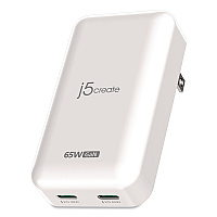 j5create 65 W USB-C Two-Port GaN PD Charger, White (JUP2465)