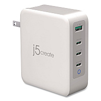 j5create 130 W GaN 4-Port Charger, White (JUP43130)