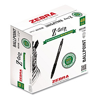 Zebra Z-Grip Ballpoint Pen, Retractable, Medium 1 mm, Black Ink and Barrel, 48/Pack (20418)