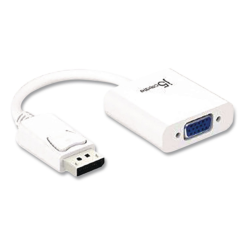 j5create DisplayPort to VGA Video Adapter, DVI/HDMI/VGA, 3.54", White (JDA114)