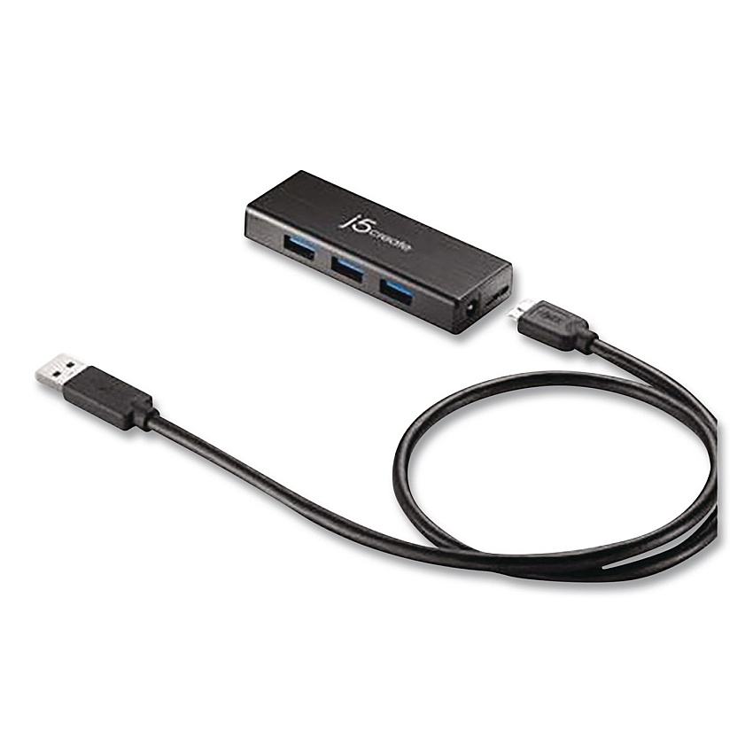 j5create Sub 3.0 4-Port Mini Hub, Black (JUH340)